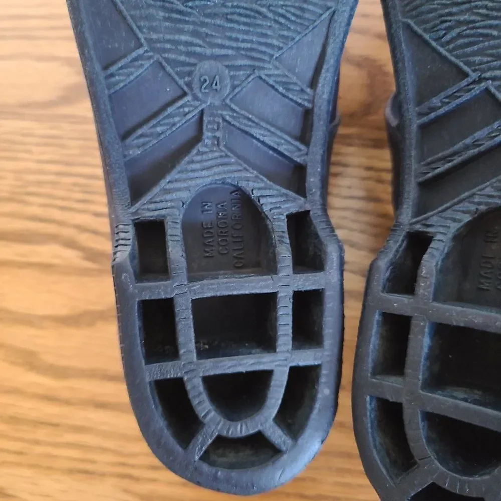 Vintage Women's Happy Feet Navy T-Strap Sandals Size 24 CM ~7 US Made Corona, CA